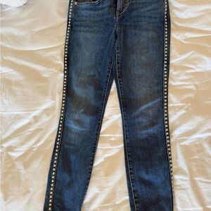 Current/Elliott Dark Blue Studded Straight Leg Jeans